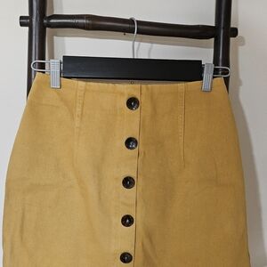 ASOS Mustard Button-Front Pencil Skirt